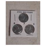 1943 Steel War Penny Set - P-D-S Mint Marks