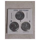 1943 Steel War Penny Set - P-D-S Mint Marks