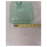 Green Glass Bee Pattern Honey Dish
