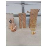 (3) Tiara Glass Decorative Vases - Pink and Amber
