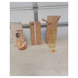 (3) Tiara Glass Decorative Vases - Pink and Amber