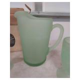 Tiara Exclusive Frosted Green Glass Pitcher and Goblet Set