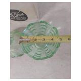 Green Depression Glass Crown Top Candy Dish
