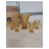 Tiara Amber Glass Pitcher and Glasses Set