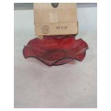 Ruby Red Glass Bowl with Ruffled Edge