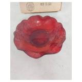 Ruby Red Glass Bowl with Ruffled Edge