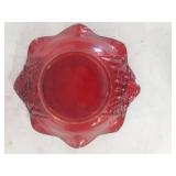 Ruby Red Glass Bowl with Ruffled Edge