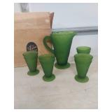 Tiara Exclusive Green Glass Pitcher and Tumblers Set