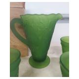 Tiara Exclusive Green Glass Pitcher and Tumblers Set