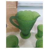 Tiara Exclusive Green Glass Pitcher and Tumblers Set