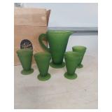 Tiara Exclusive Green Glass Pitcher and Tumblers Set