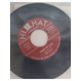 Collection of 45 RPM Records with Wooden Box