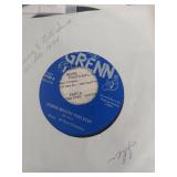 Collection of 45 RPM Records with Wooden Box