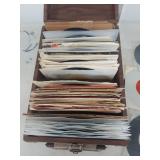 Collection of 45 RPM Records with Wooden Box