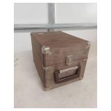 Collection of 45 RPM Records with Wooden Box