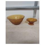 Tiara Amber Glass Floral Bowl Set