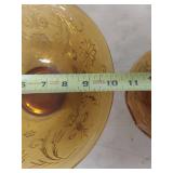Tiara Amber Glass Floral Bowl Set