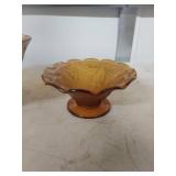 Tiara Amber Glass Floral Bowl Set