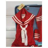 Red and White Cheerleader Uniform Set, Shawl and Sweater