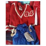 Red and White Cheerleader Uniform Set, Shawl and Sweater