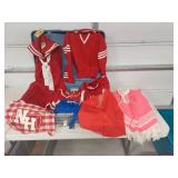 Red and White Cheerleader Uniform Set, Shawl and Sweater