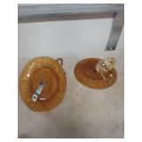 Tiara Sandwich Glass Amber Candleholders