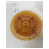 Amber Glass Dessert Bowl Set with Floral Pattern