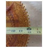 Amber Glass Dessert Bowl Set with Floral Pattern