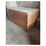 Large Wooden Storage Chest with Hinged Lid