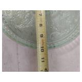 Green Glass Decanter Set with Floral Design