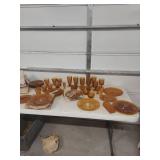 Amber Tiara Sandwich Glass Dinnerware Set