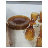 Amber Tiara Sandwich Glass Dinnerware Set