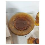 Amber Tiara Sandwich Glass Dinnerware Set