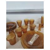 Amber Tiara Sandwich Glass Dinnerware Set