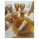 Amber Tiara Sandwich Glass Dinnerware Set