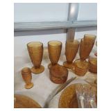 Amber Tiara Sandwich Glass Dinnerware Set