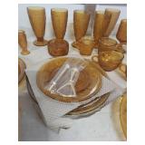 Amber Tiara Sandwich Glass Dinnerware Set