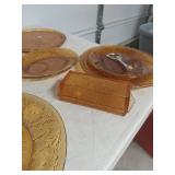Amber Tiara Sandwich Glass Dinnerware Set