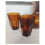 Amber Glass Decanter Set with 4 Glasses