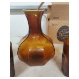 Amber Glass Decanter Set with 4 Glasses