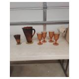Tiara Glass Pitcher with Goblets