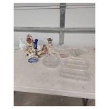 Mixed Glass Serving Set with Holiday Figurines