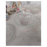 Mixed Glass Serving Set with Holiday Figurines