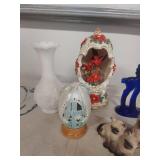 Mixed Glass Serving Set with Holiday Figurines