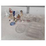 Mixed Glass Serving Set with Holiday Figurines