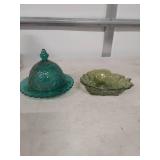 Pressed Glass Butter Dish and Berry Bowl Set