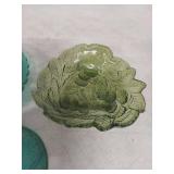 Pressed Glass Butter Dish and Berry Bowl Set