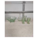 Green Depression Glass Sunflower Pattern Set