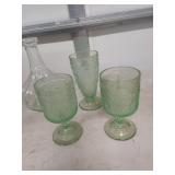 Green Depression Glass Sunflower Pattern Set