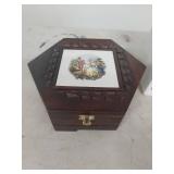 Decorative Wood Box with Mantel Clock